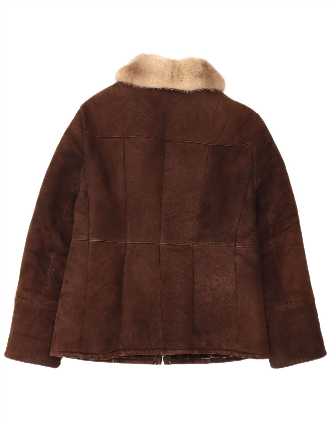 Giacca in shearling vintage da donna UK 14 Marrone medio