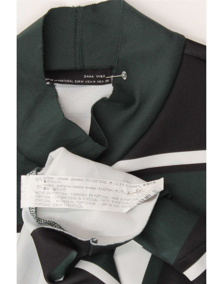 Top in camicetta da donna Zara UK 12 Poliestere color block verde medio