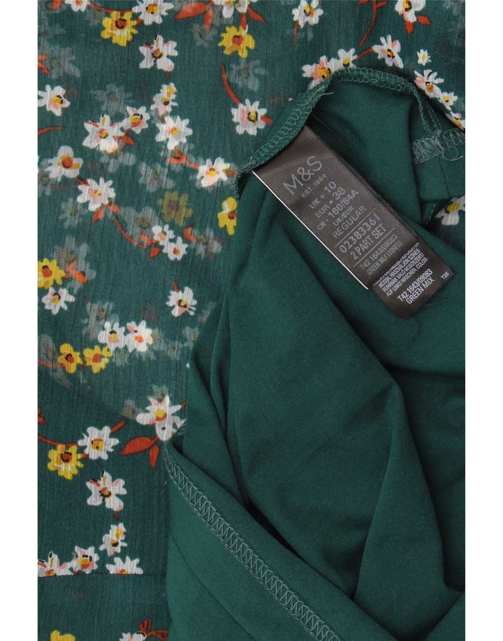Abito a trapezio da donna Marks & Spencer UK 10 Piccolo poliestere floreale verde