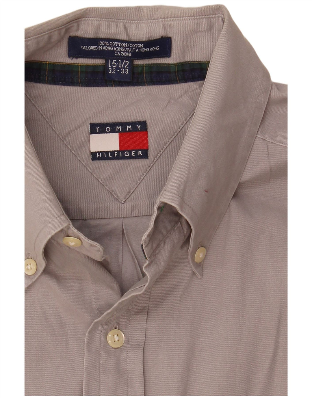 Camicia da uomo Tommy Hilfiger taglia 15 1/2 cotone grigio medio