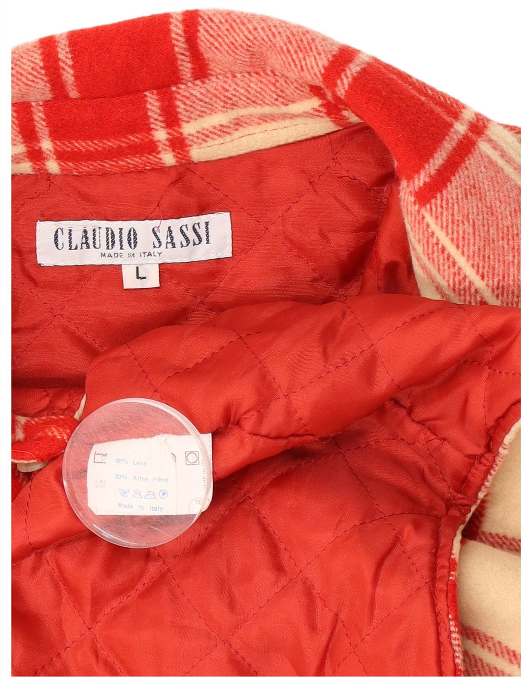 Camicia da uomo vintage senza maniche in flanella da boscaiolo, lana a quadri rossi grandi