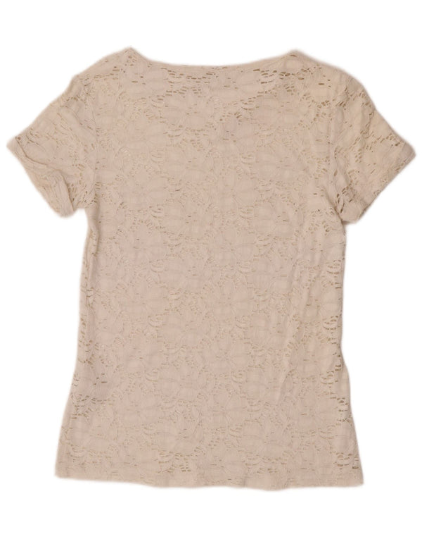 Top in camicetta di pizzo da donna Reiss UK 6 XS Cotone floreale beige