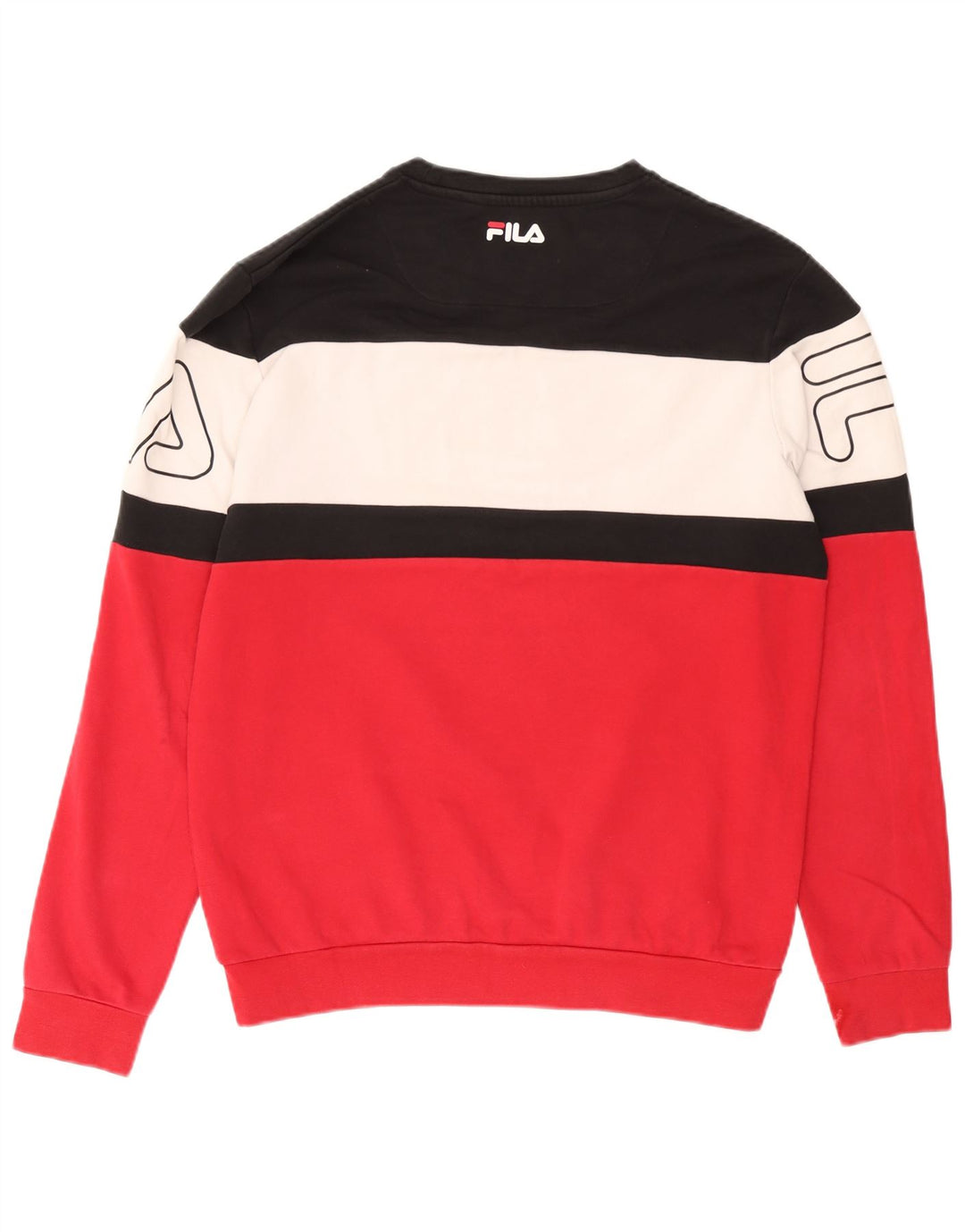Fila Felpa grafica da uomo Maglione Large Rosso Colourblock in cotone