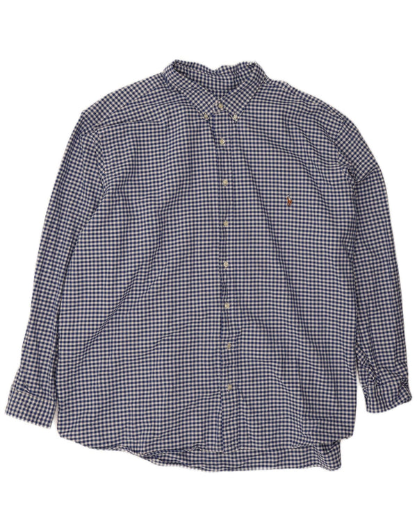 Polo Ralph Lauren Camicia ampia da uomo 4XL in cotone a quadretti blu