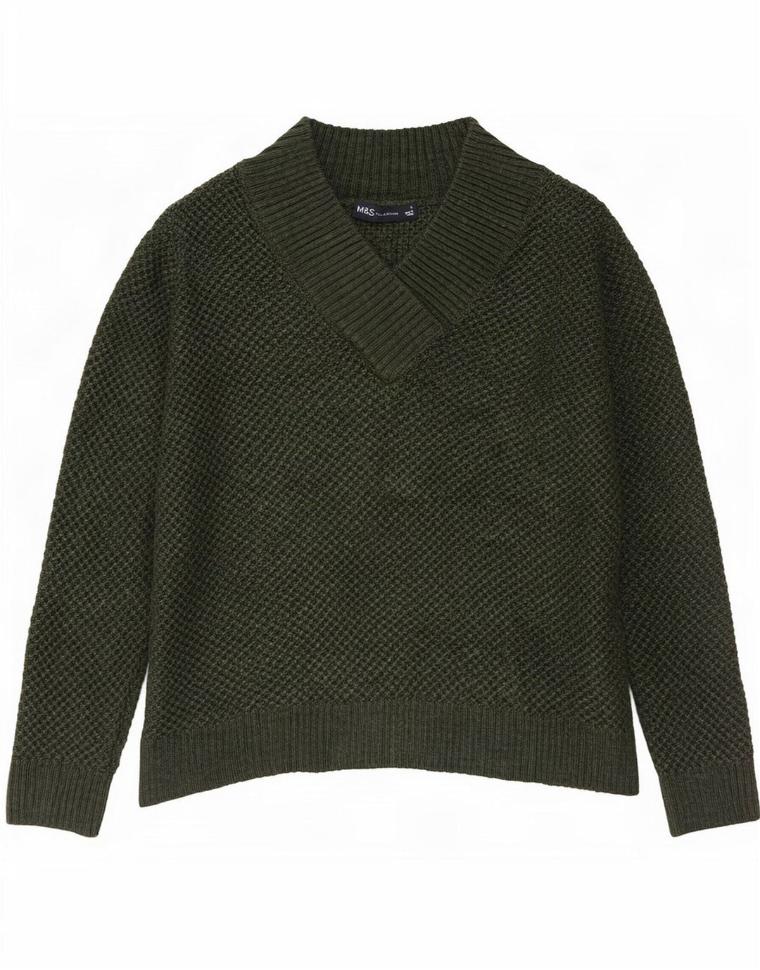Maglione da uomo con scollo a V Marks & Spencer piccolo acrilico verde