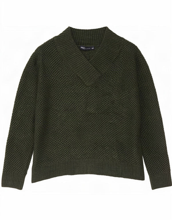 Maglione da uomo con scollo a V Marks & Spencer piccolo acrilico verde