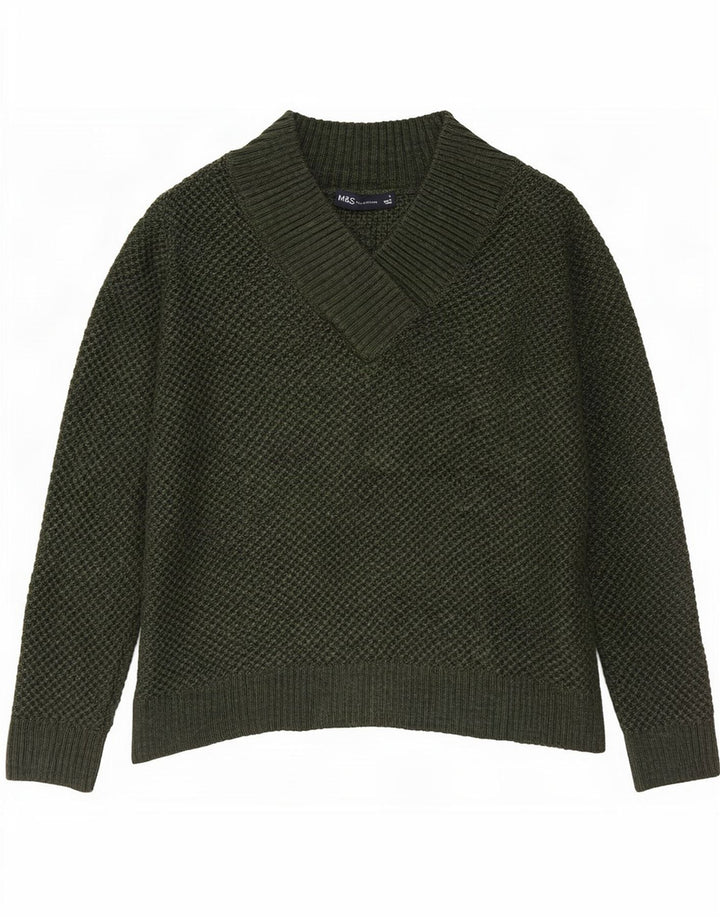 Maglione da uomo con scollo a V Marks & Spencer piccolo acrilico verde