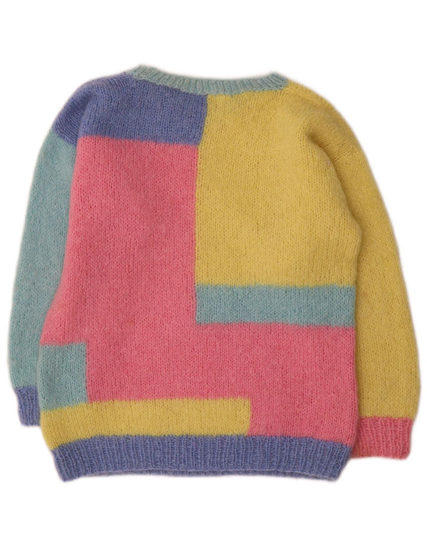 Maglione maglione vintage da donna con scollo a barca UK 16 grande multicolore