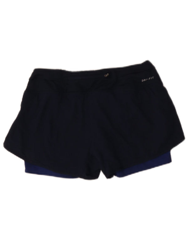 Pantaloncini sportivi Nike da donna Dri Fit UK 10 Small blu navy color block