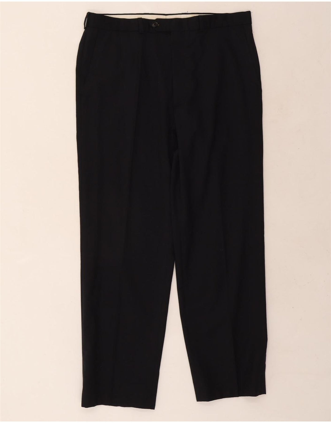Pantaloni da abito dritti da uomo Marks & Spencer W34 L29 Lana blu navy