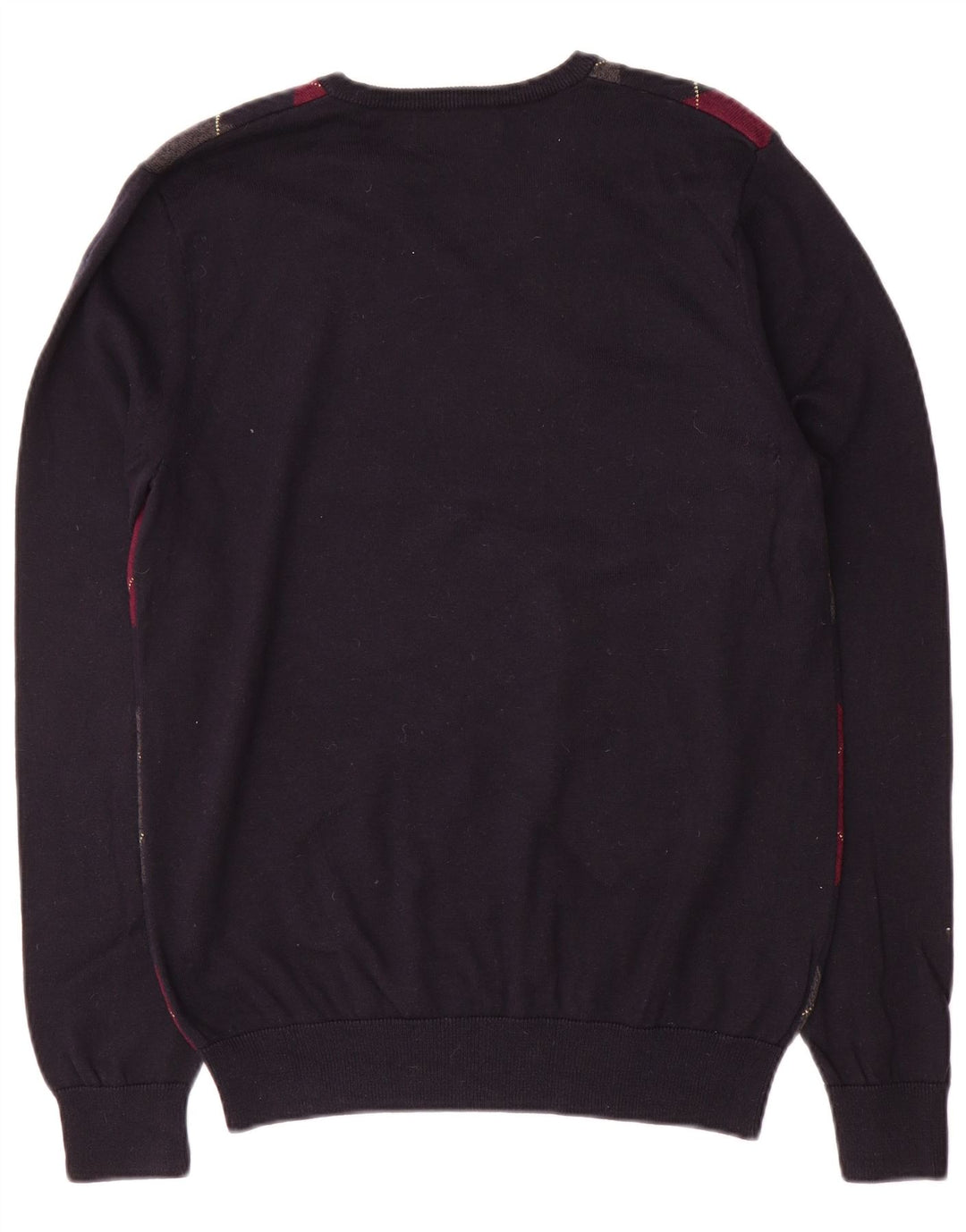 Maglione da uomo con scollo a V Fred Perry, blu navy medio, a rombi/diamante