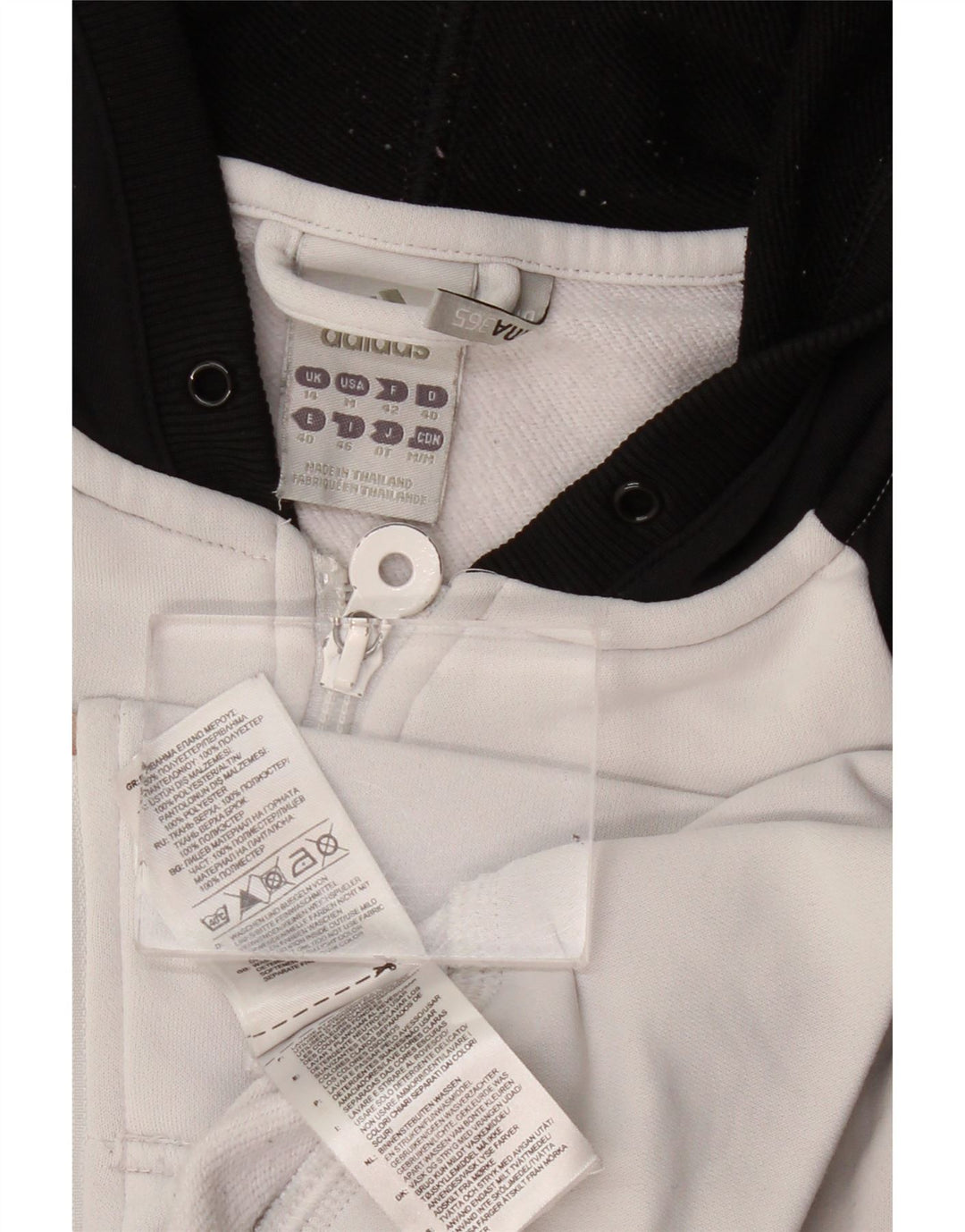 Maglione con cappuccio e zip Adidas Clima 365 da donna UK 14 Medium White Colourblock