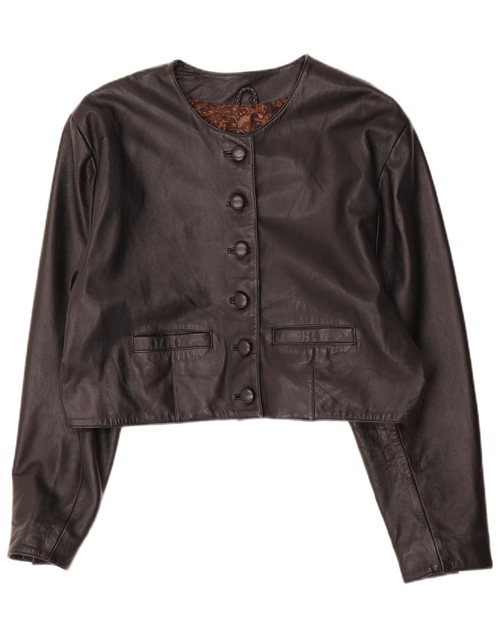 Giacca Bolero in pelle da donna vintage EU 44 XL in pelle nera