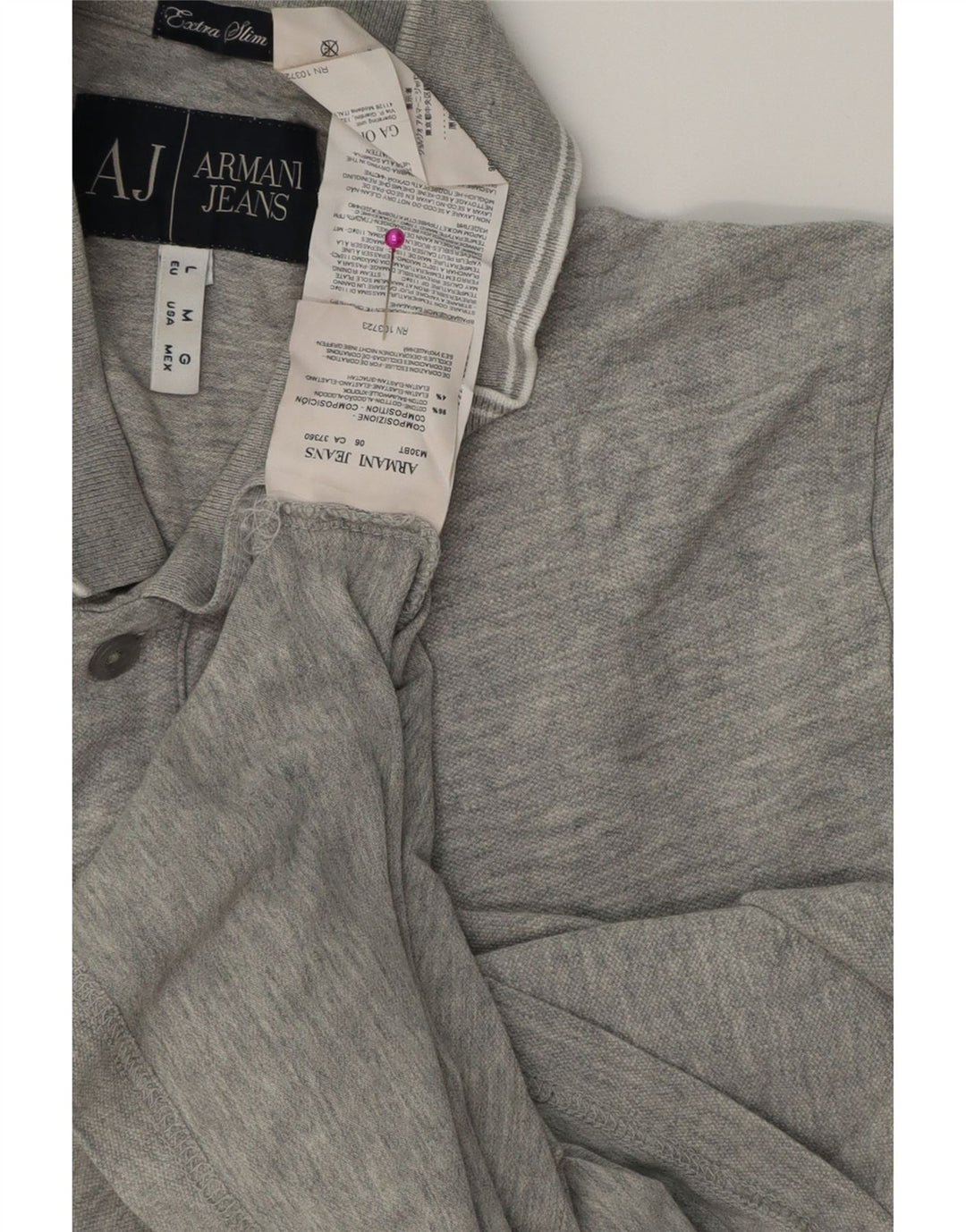 Polo Armani Jeans Uomo Extra Slim Fit Cotone Grigio Medio