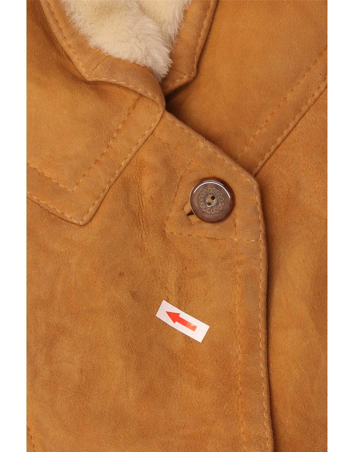 Giubbotto oversize in shearling vintage da donna IT 42 Colorblock marrone medio