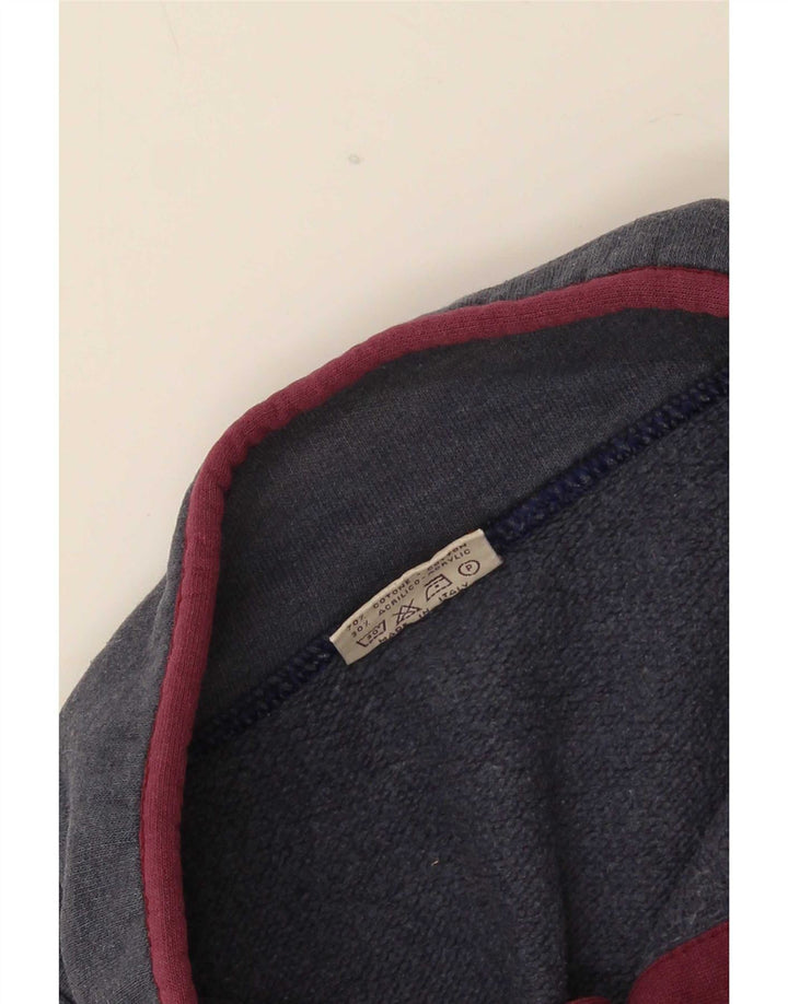 Roby Felpa da uomo con collo abbottonato, maglione medio, cotone color block blu navy