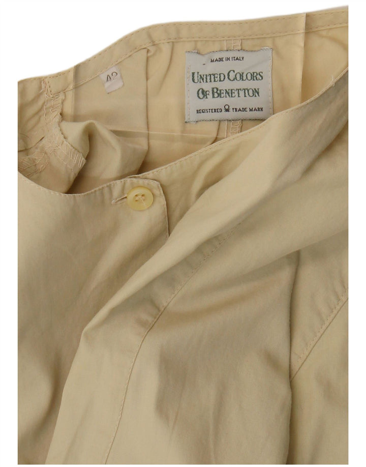Camicia Benetton Donna Manica Corta IT 42 Cotone Beige Medio