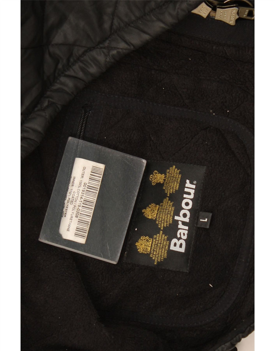 Giacca trapuntata da uomo Barbour UK 40 grande cotone nero