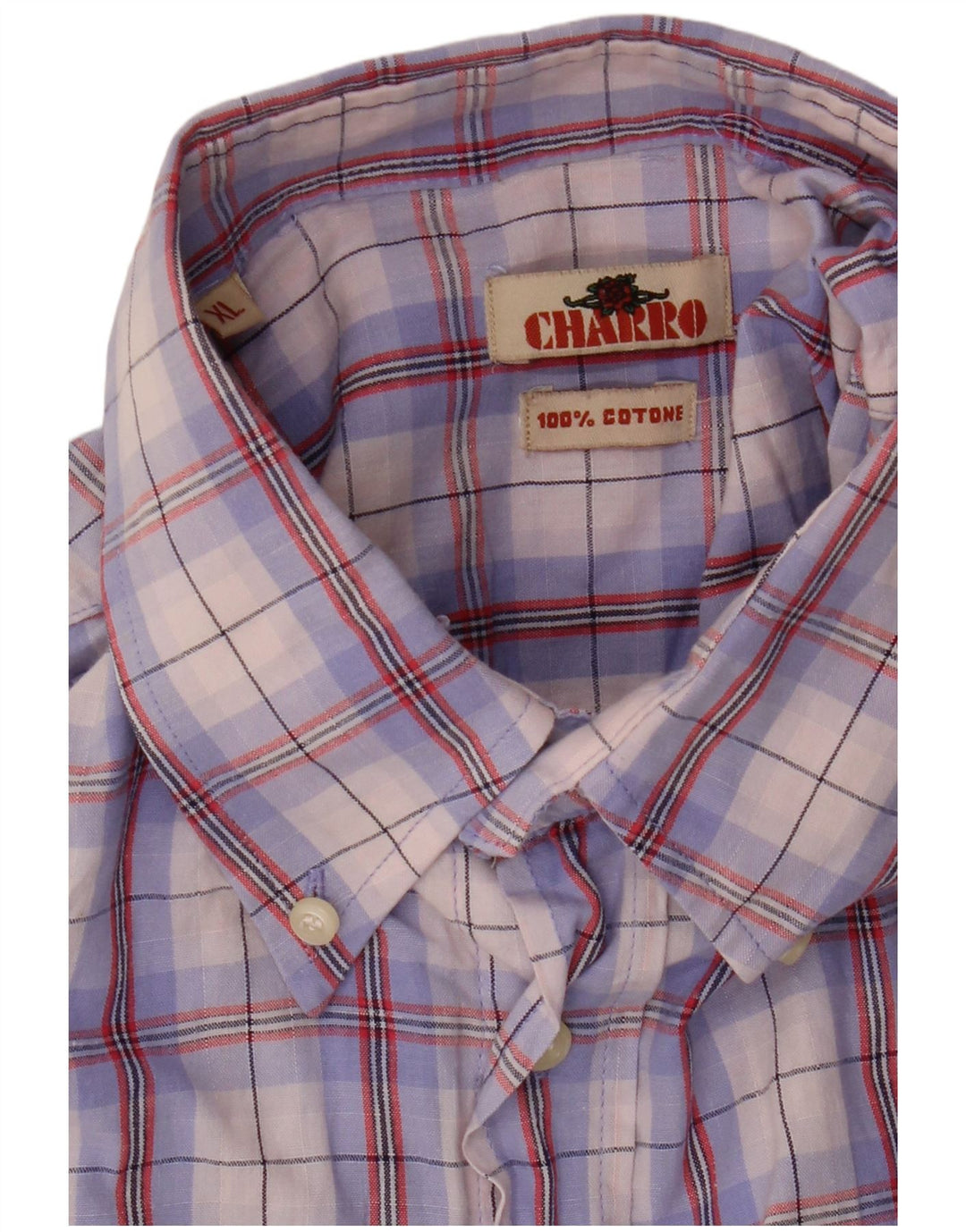 Camicia a maniche corte da uomo Charro XL in cotone a quadri viola