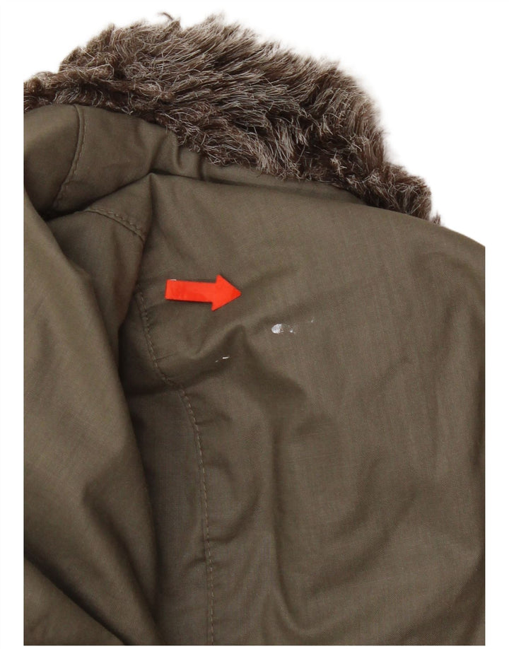 Montgomery oversize con cappuccio da donna vintage EU 36 piccolo color kaki