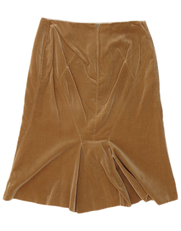 Gonna a tromba in velluto a coste vintage da donna W28 beige medio