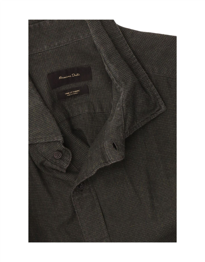 Camicia Uomo Massimo Dutti Pied De Poule Verde Medio