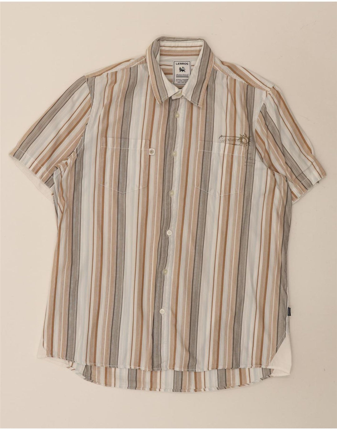 Camicia a maniche corte da uomo Lerros in cotone a righe multicolore medio