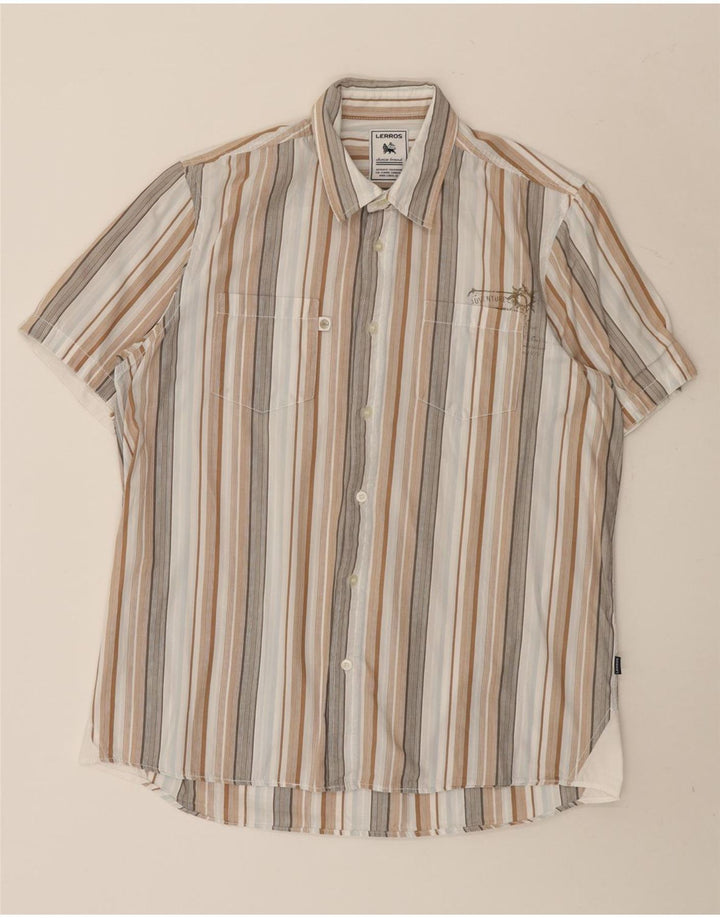 Camicia a maniche corte da uomo Lerros in cotone a righe multicolore medio