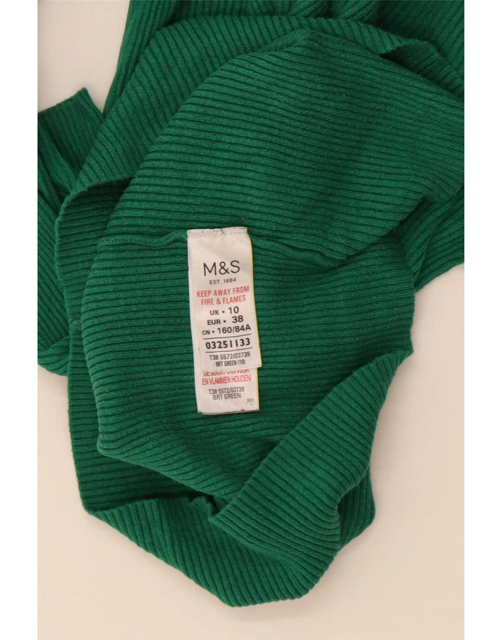 Maglione maglione a collo alto da donna Marks & Spencer UK 10 piccolo verde viscosa