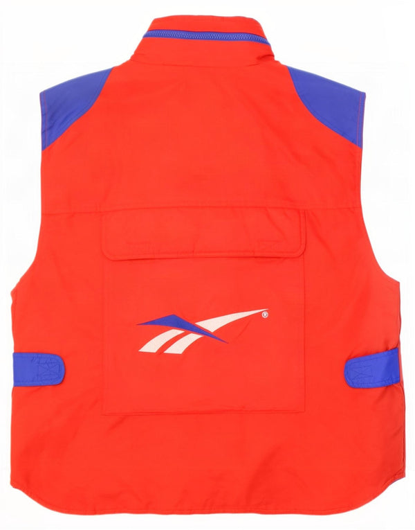 Gilet utility con cappuccio grafico da uomo Reebok UK 42 XL rosso color block in poliammide