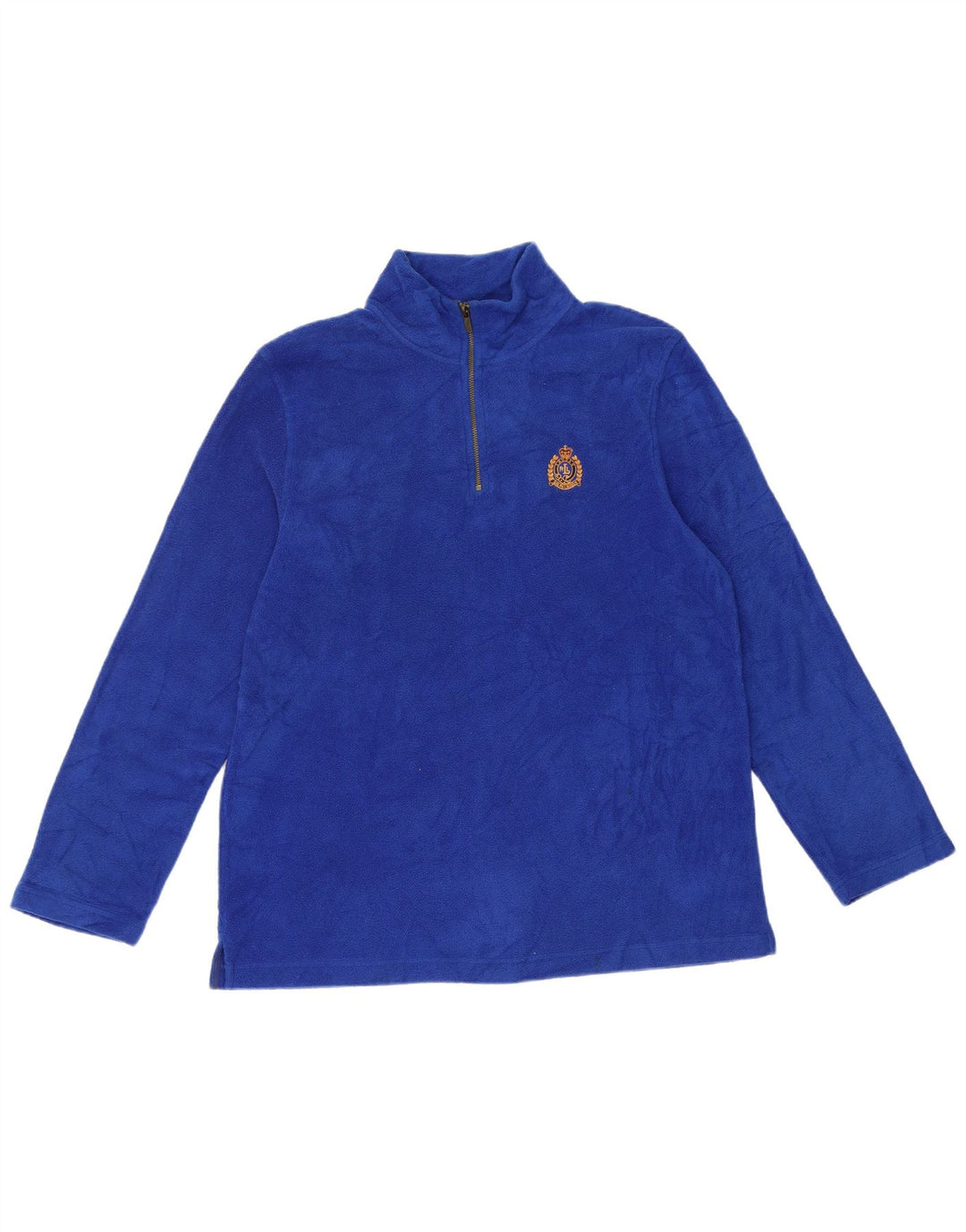 Maglione in pile da donna con collo e zip RALPH LAUREN UK 14 grande poliestere blu