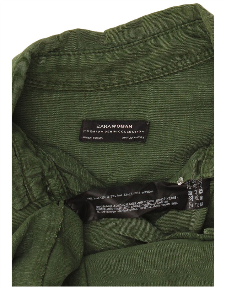 Camicia militare Zara da donna UK 12 Lyocell verde medio