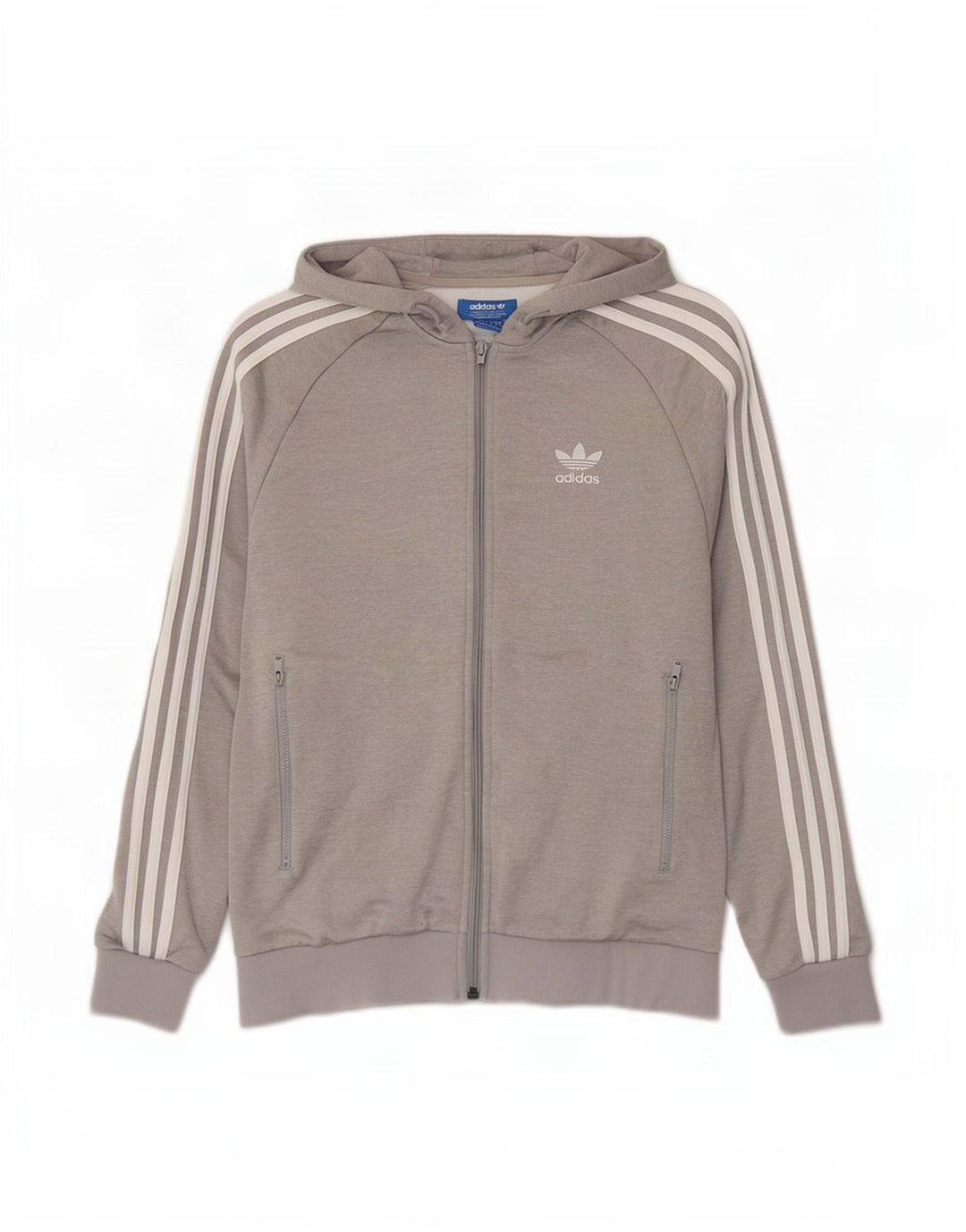 Maglione con cappuccio e zip da uomo Adidas piccolo in poliestere grigio