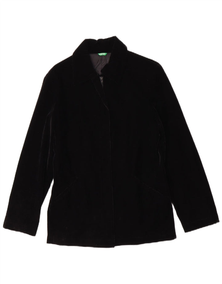 Giacca da donna in velluto a coste Benetton IT 42 Medium Nero Acrilico