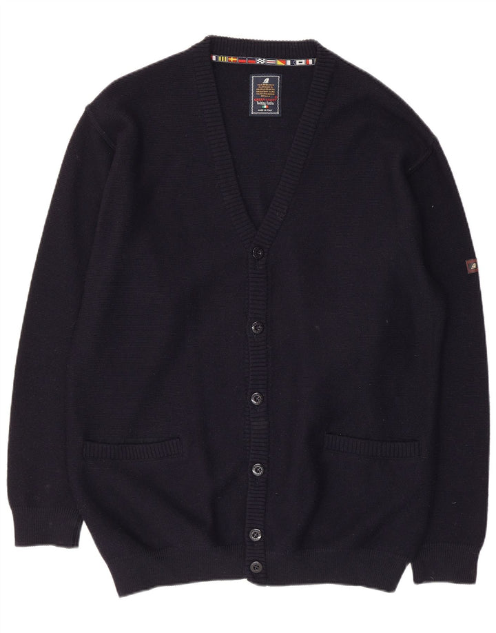 Maglione cardigan da uomo GREEN COAST IT 54 XL Lana merino blu navy