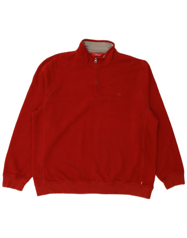 Felpa IZOD da uomo con zip e collo, maglione XL, cotone rosso