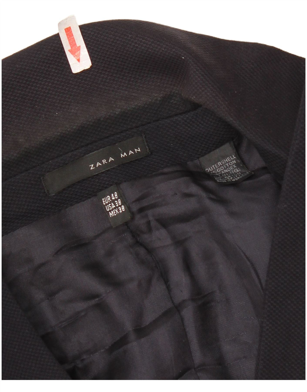 Giacca blazer da uomo a 2 bottoni Zara EU 48 cotone blu navy medio