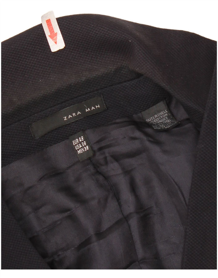 Giacca blazer da uomo a 2 bottoni Zara EU 48 cotone blu navy medio