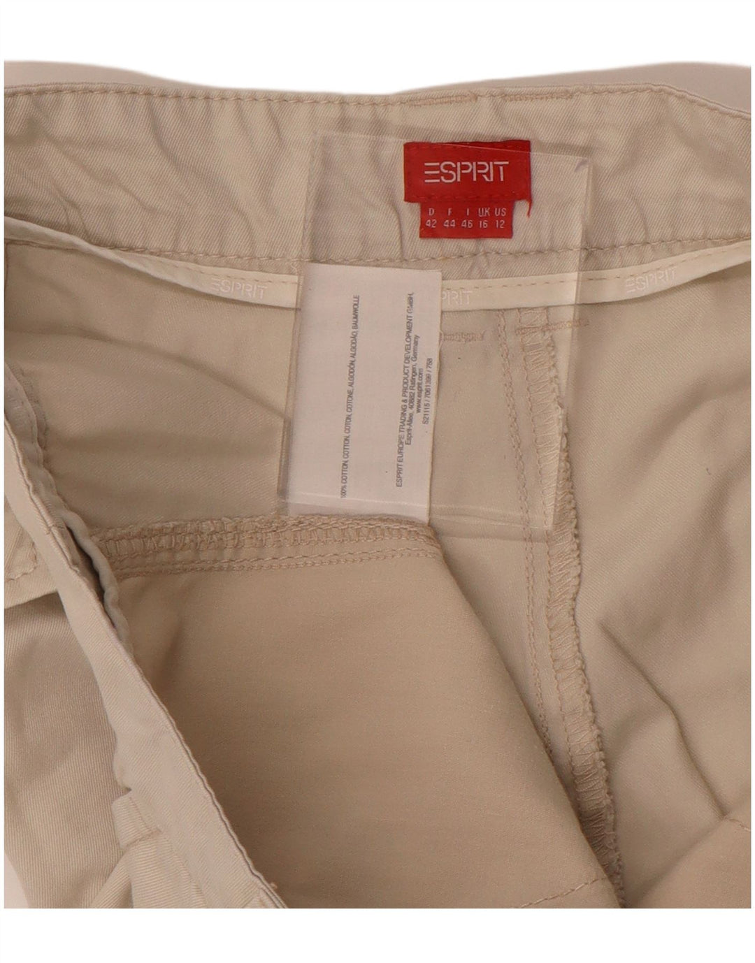 Pantaloni corti dritti da donna ESPRIT UK 16 Large W34 L26 Cotone beige