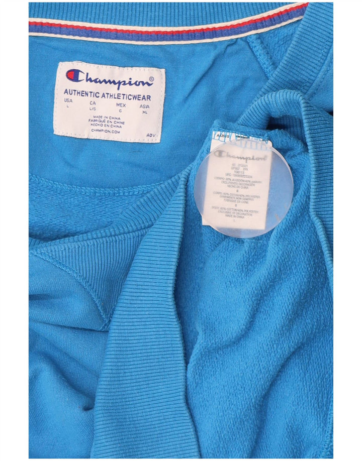 Felpa grafica da donna CHAMPION, maglione UK 16, grande cotone blu