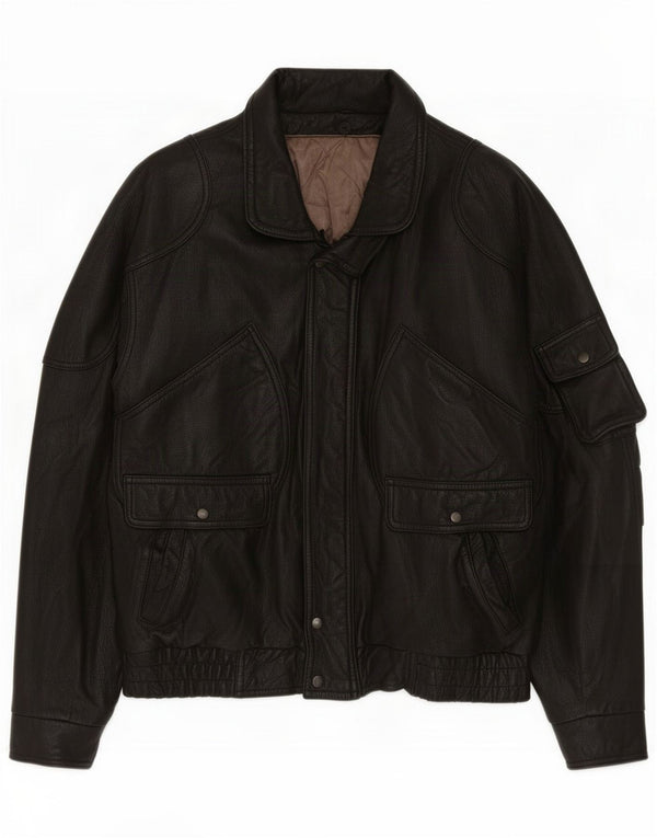 Vintage Mens Leather Jacket UK 38 Medium Black