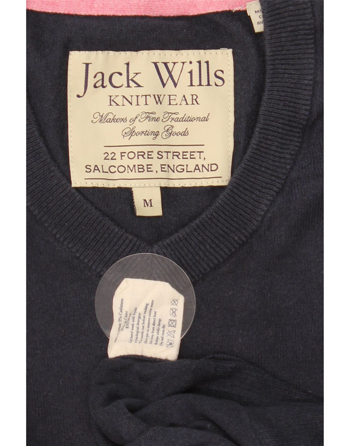 JACK WILLS Maglione da uomo con scollo a V in cotone medio blu navy
