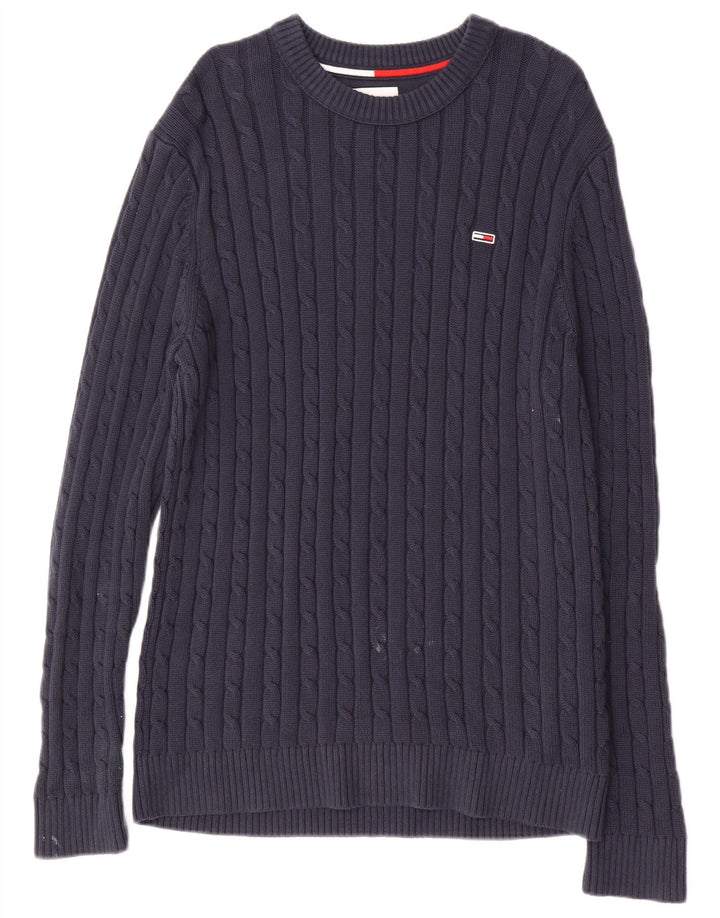 TOMMY HILFIGER Maglione maglione girocollo con grafica da uomo blu navy medio