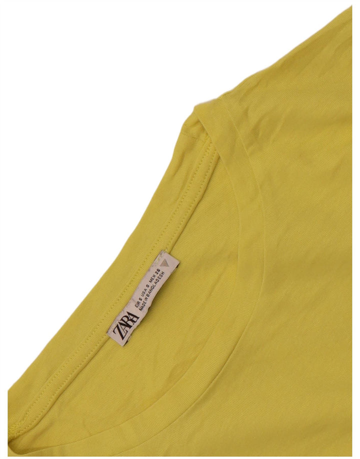 Top corto in camicetta corta da donna Zara UK 10 piccolo giallo