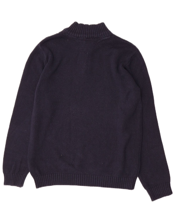 TOMMY HILFIGER Maglione con collo con zip per ragazzi 14-15 anni in cotone blu navy