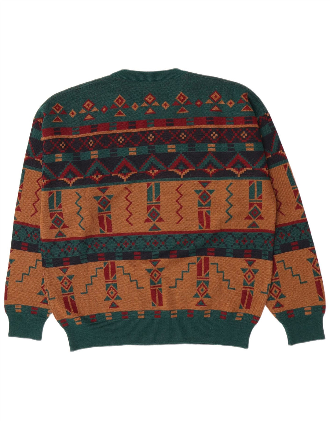 Maglione girocollo da uomo White Sails grande motivo geometrico multicolore