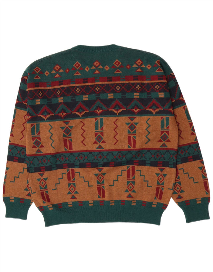 Maglione girocollo da uomo White Sails grande motivo geometrico multicolore