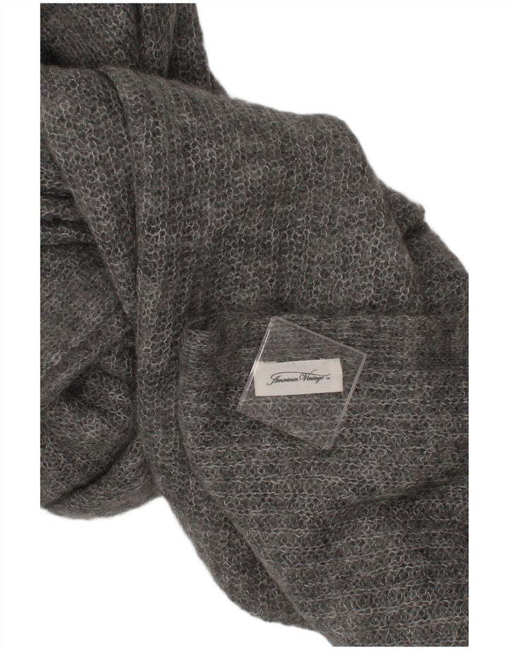 Sciarpa rettangolare lavorata a maglia da donna vintage americana taglia unica grigia
