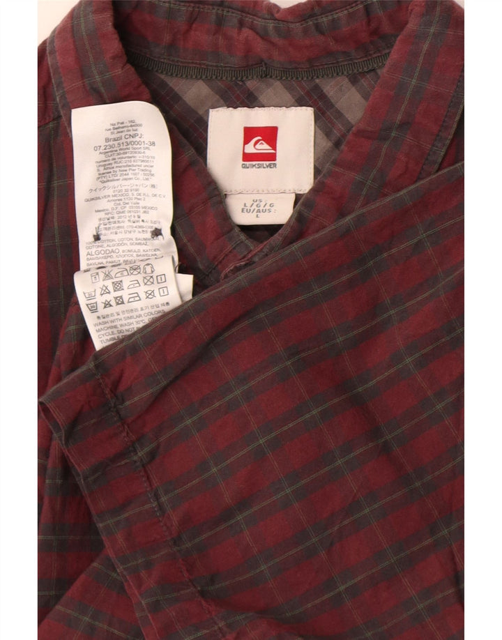 Camicia a maniche corte da uomo Quiksilver in cotone a quadri rossi grandi