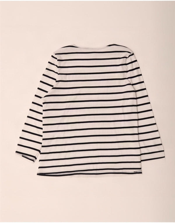 Marks & Spencer Top da donna manica 3/4 UK 18 XL cotone a righe bianche